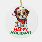 Prettige feestdagen magische hond keramisch ornament (Voorkant)