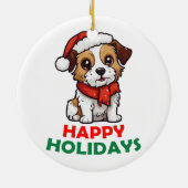 Prettige feestdagen magische hond keramisch ornament (Achterkant)