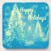 Prettige feestdagen Magische kerstbomen Bier Onderzetter (Voorkant)