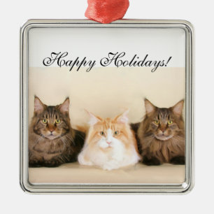 prettige feestdagen Maine coon kattensierbloem Metalen Ornament
