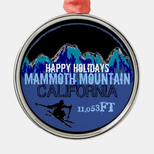 prettige feestdagen Mammoth Mountain CA-versiering Metalen Ornament (Voorkant)