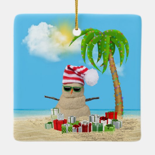 Prettige feestdagen Man Tropisch Keramisch Ornament (Achterkant)