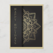 Prettige feestdagen Mandala Zwart en Goud Briefkaart (Voorkant)