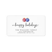 prettige feestdagen Manuscript Red Blue-kerstversi Etiket (Voorkant)