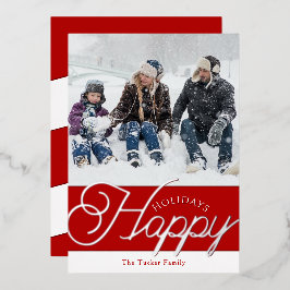 prettige feestdagen Manuscript Red & Silver FotoKe