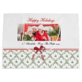 Prettige feestdagen Maretak Red Bow Custom Name Fo Groot Cadeauzakje (Voorkant)