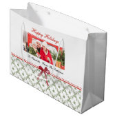 Prettige feestdagen Maretak Red Bow Custom Name Fo Groot Cadeauzakje (Voorkant Gekanteld)