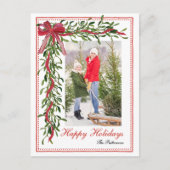 Prettige feestdagen Maretak Red Bow Familiefoto (Voorkant)