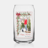 Prettige feestdagen Maretak Red Bow Familiefoto Blikvorm Glas (Achterkant)