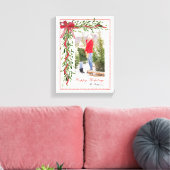 Prettige feestdagen Maretak Red Bow Familiefoto Canvas Afdruk (Insitu (Woonkamer))