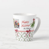 Prettige feestdagen Maretak Red Bow Familiefoto Latte Mok (Rechterhoek)