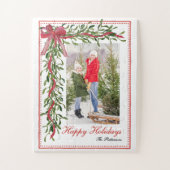 Prettige feestdagen Maretak Red Bow Familiefoto Legpuzzel (Verticaal)