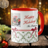 Prettige feestdagen Maretak Red Bow Familiefoto Mok