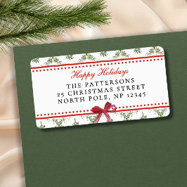 Prettige feestdagen Maretletoe Red Bow Custom Chri Etiket