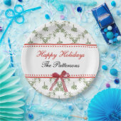 Prettige feestdagen Maretletoe Red Bow Custom Chri Papieren Bordje (Feest)