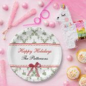 Prettige feestdagen Maretletoe Red Bow Custom Chri Papieren Bordje (Feest)