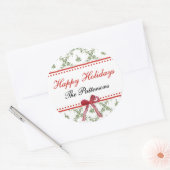 Prettige feestdagen Maretletoe Red Bow Custom Chri Ronde Sticker (Envelop)