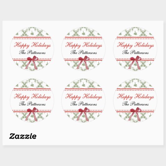 Prettige feestdagen Maretletoe Red Bow Custom Chri Ronde Sticker (Vel)