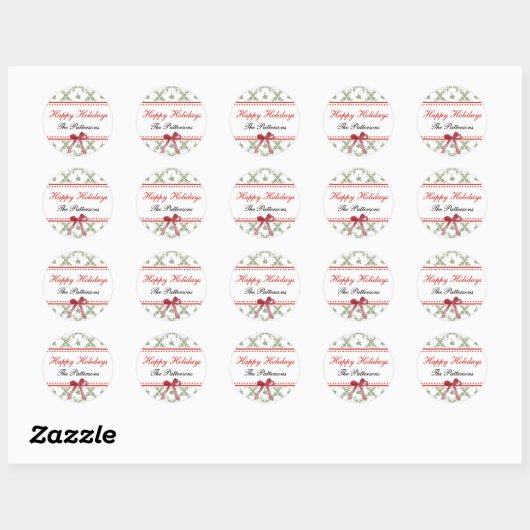 Prettige feestdagen Maretletoe Red Bow Custom Chri Ronde Sticker (Vel)