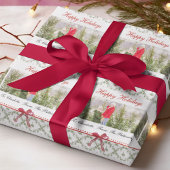 Prettige feestdagen Maretletoe Red Bow Custom Phot Cadeaupapier