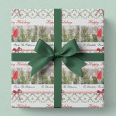 Prettige feestdagen Maretletoe Red Bow Custom Phot Cadeaupapier