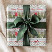 Prettige feestdagen Maretletoe Red Bow Custom Phot Cadeaupapier