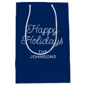 Prettige feestdagen Marine blauw en wit Medium Cadeauzakje (Voorkant)