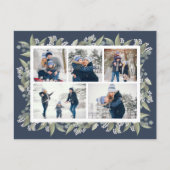 Prettige feestdagen Marine Blauwe Bloemen Fotocoll (Voorkant)