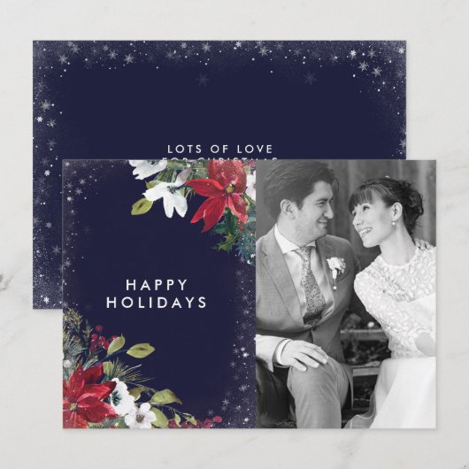 prettige feestdagen Marine rood wit bloemen foto k Feestdagenkaart (Voorkant / Achterkant)