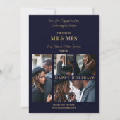 Prettige Feestdagen Marineblauw & Goud Eenvoudig 4 Feestdagenkaart (Voorkant)