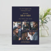 Prettige Feestdagen Marineblauw & Goud Eenvoudig 4 Feestdagenkaart (Staand voorkant)