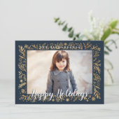 prettige feestdagen marineslag en goudvlokken feestdagenkaart (Staand voorkant)