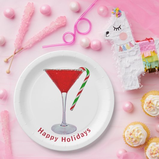prettige feestdagen Martini Glass Papieren Bordje (Feest)