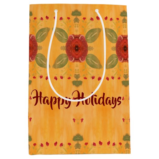 Prettige feestdagen Medium Paper Gift Bag Cadeauzakje (Voorkant)