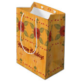 Prettige feestdagen Medium Paper Gift Bag Cadeauzakje (Achterkant Gekanteld)