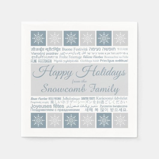Prettige feestdagen Meertalige papieren servetten (Voorkant)