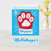 PRETTIGE FEESTDAGEN MEOW Red Paw Cat Christmas Mit Kaart (Gele Bloem)
