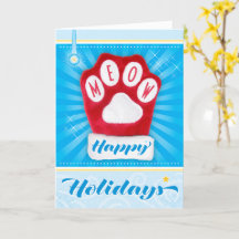 PRETTIGE FEESTDAGEN MEOW Red Paw Cat Christmas Mit