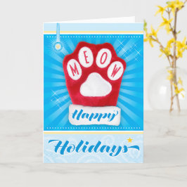 PRETTIGE FEESTDAGEN MEOW Red Paw Cat Christmas Mit Kaart