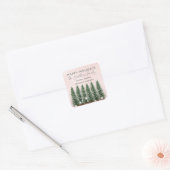 prettige feestdagen Merry kerstbomen Gold Pink Vierkante Sticker (Envelop)