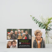 prettige feestdagen met 3 fotocollage feestdagenkaart (Staand voorkant)