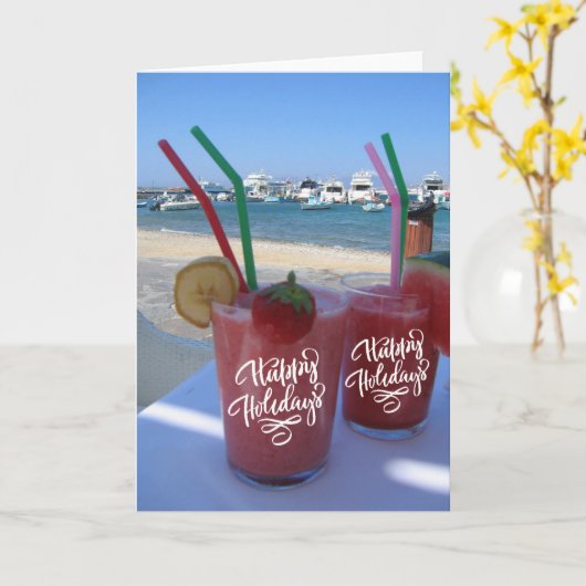 prettige feestdagen met Aardbei Daiquiris - kaart (Gele Bloem)