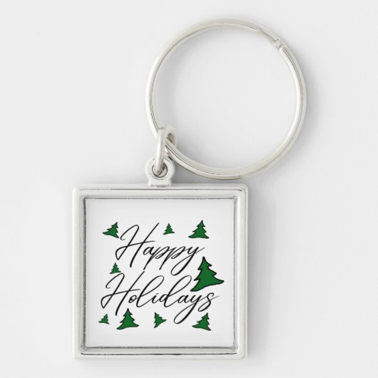 Prettige feestdagen met bomen Sleutelhanger (Voorkant)