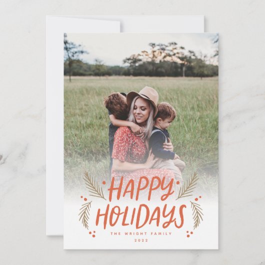 prettige feestdagen met de hand getekende pine Ber Feestdagenkaart (Voorkant)