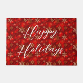 prettige feestdagen met Gold Snowflakes Deurmat