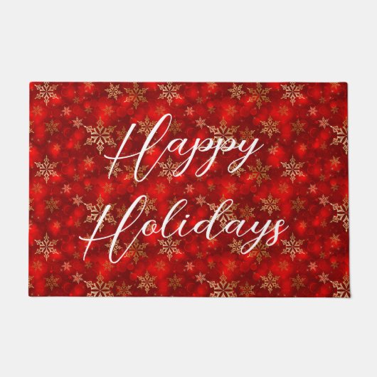 prettige feestdagen met Gold Snowflakes Deurmat (Voorkant)