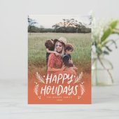 prettige feestdagen met hand getekende pine Berrie Feestdagenkaart (Staand voorkant)