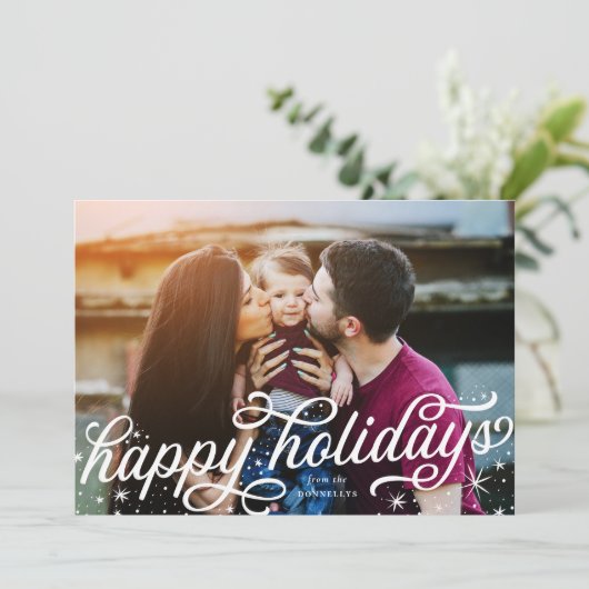 Prettige feestdagen met handschrift feestdagenkaart (Staand voorkant)