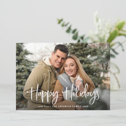 prettige feestdagen met je familiefoto feestdagenkaart (Staand voorkant)