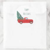 prettige feestdagen met kerstboompaars ronde sticker (Tas)